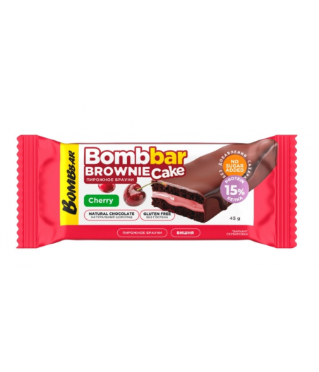 BOMBBAR Glazed protein cake with filling “Brownie with Cherry” flavour, 45 g