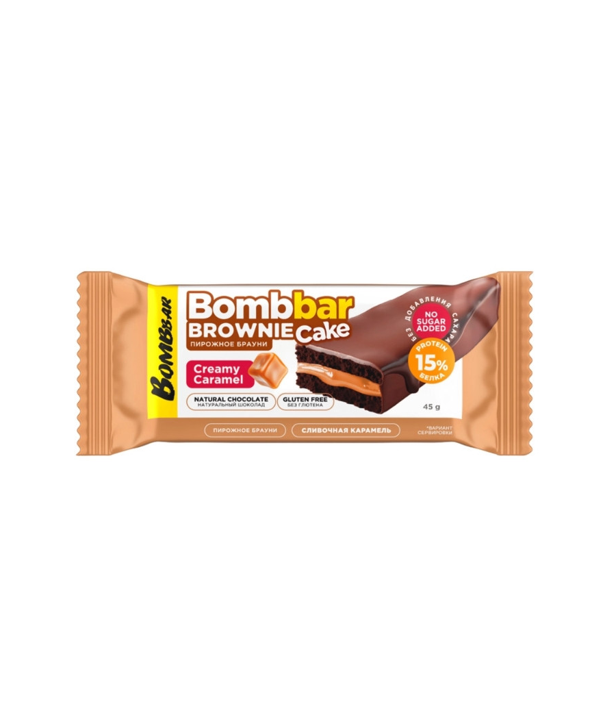 BOMBBAR Glazed protein cake with filling “Creamy Caramel” flavour, 45 g – low-calorie product from Bombbar, buy in SportFit Nutrition OÜ | Reg.nr. 14554498