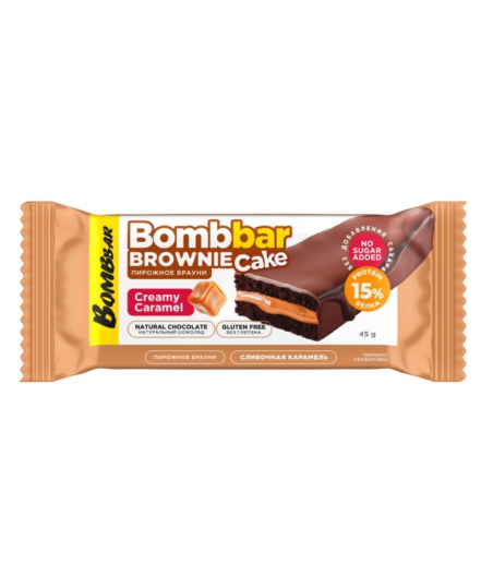 BOMBBAR Glazed protein cake with filling “Creamy Caramel” flavour, 45 g
