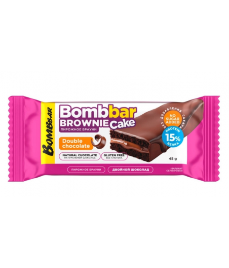 BOMBBAR Glazed protein cake with filling “Double Chocolate Brownie” flavour, 45 g