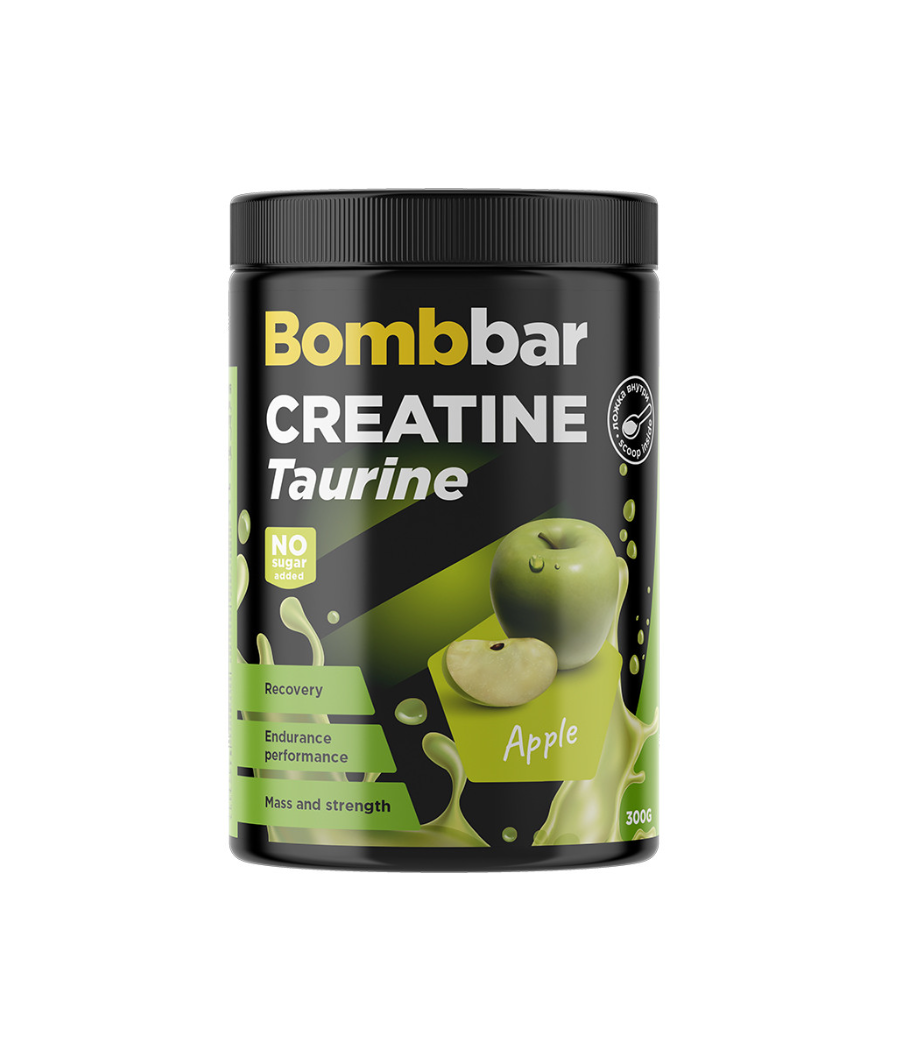 Bombbar Creatine + Taurine, Apple - 300g – low-calorie product from Bombbar, buy in SportFit Nutrition OÜ | Reg.nr. 14554498