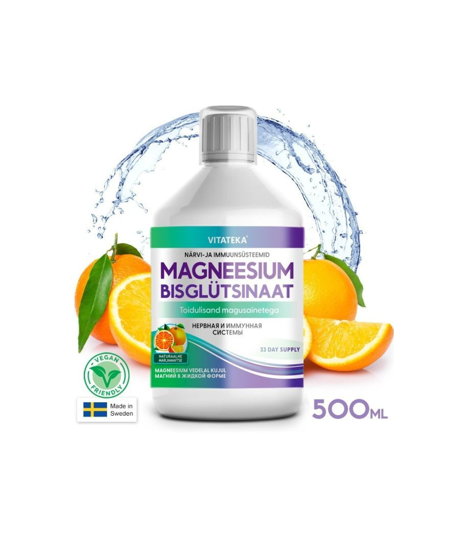 VITATEKA Magnesium bisglycinate in liquid form, 500 ml – low-calorie product from VITATEKA, buy in SportFit Nutrition OÜ | Reg.nr. 14554498
