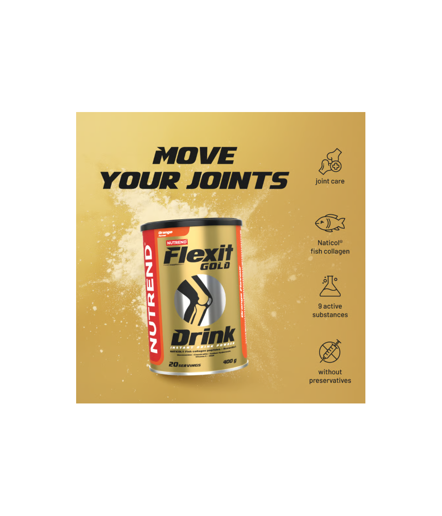 Flexit Gold Drink, pirn - 400 g – madala kalorsusega toode firmalt NUTREND, osta SportFit Nutrition OÜ | Reg.nr. 14554498-ist