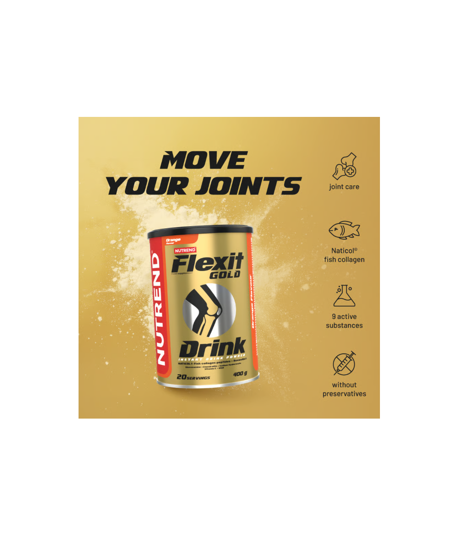 NUTREND Flexit Gold Drink, apelsin - 400 g – madala kalorsusega toode firmalt NUTREND, osta SportFit Nutrition OÜ | Reg.nr. 14554498-ist