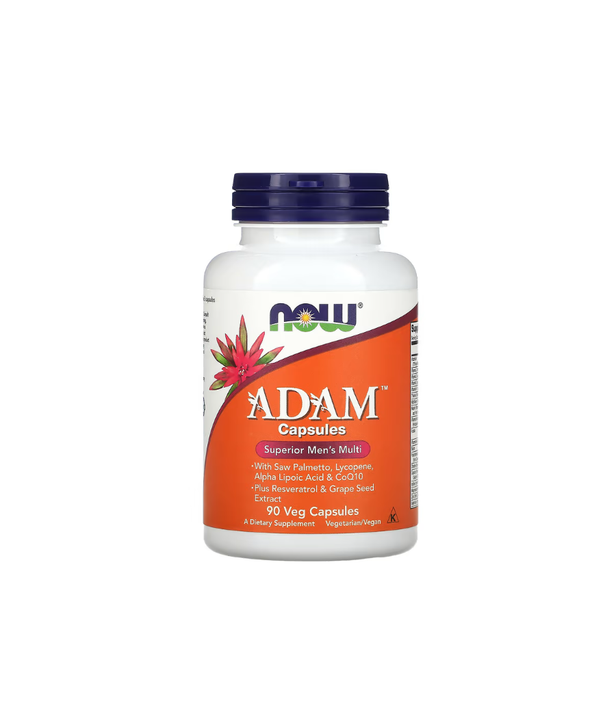 ADAM Meeste multivitamiin - 90 vegankapslit – madala kalorsusega toode firmalt NOW, osta SportFit Nutrition OÜ | Reg.nr. 14554498-ist