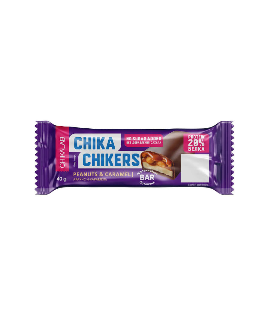 CHIKALAB Chika Chikers Peanut & Caramel Protein Bar, 40 g – low-calorie product from Chikalab, buy in