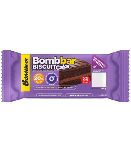 Протеиновое бисквитное пирожное Bombbar Biscuit Cake «Венский десерт», 45 г