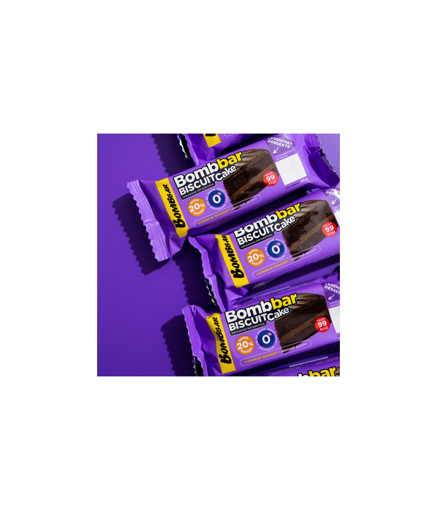Протеиновое бисквитное пирожное Bombbar Biscuit Cake «Венский десерт», 45 г – низкокалорийный продукт от Bombbar, купить