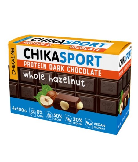 CHIKASPORT CHIKALAB Шоколад протеиновый темный с фундуком100 г