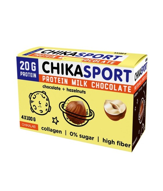 CHIKASPORT CHIKALAB Шоколад протеиновый молочный с фундуком 100 г