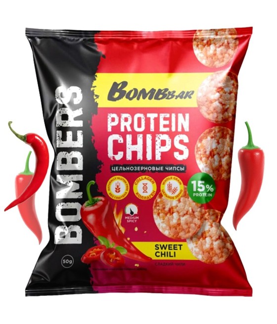 Protein chips with "Sweet chili" flavor 50g - Bombbar