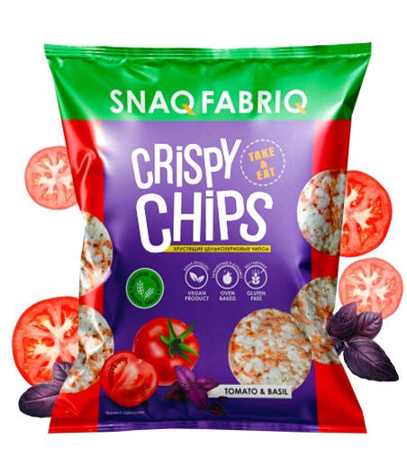 Whole grain protein chips "Tomato and Basil" 50g - Snaq Fabriq