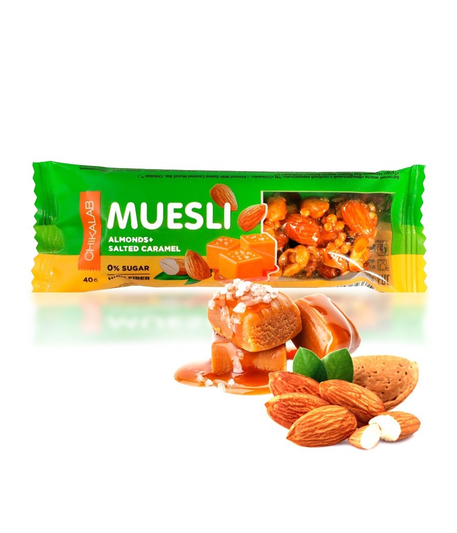 CHIKALAB Muesli Bar "Almond with Salted Caramel", 40 g – low-calorie product from Chikalab, buy in Bombbar