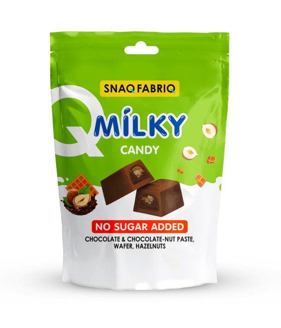 MILKY CANDY "SNAQ FABRIQ" šokolaadikommid šokolaadi-pähklipasta, vahvli ja sarapuupähklitega, 130 g.