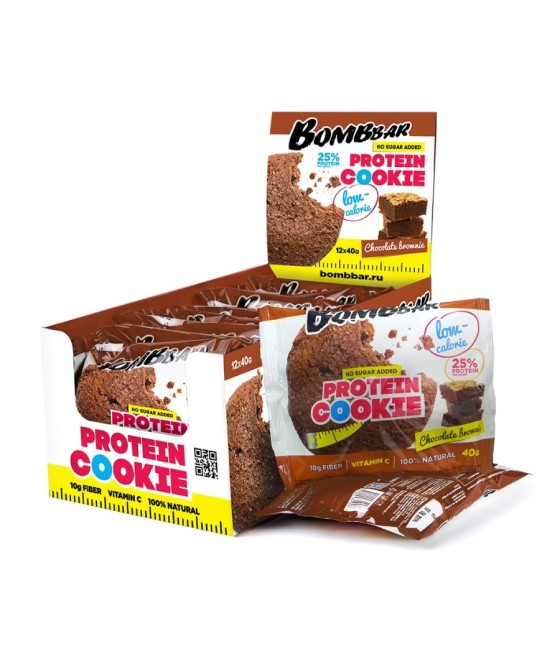 PROTEIN COOKIE Bombbar Протеиновое печенье  Шоколадный брауни, низкокалорийное, 40 г