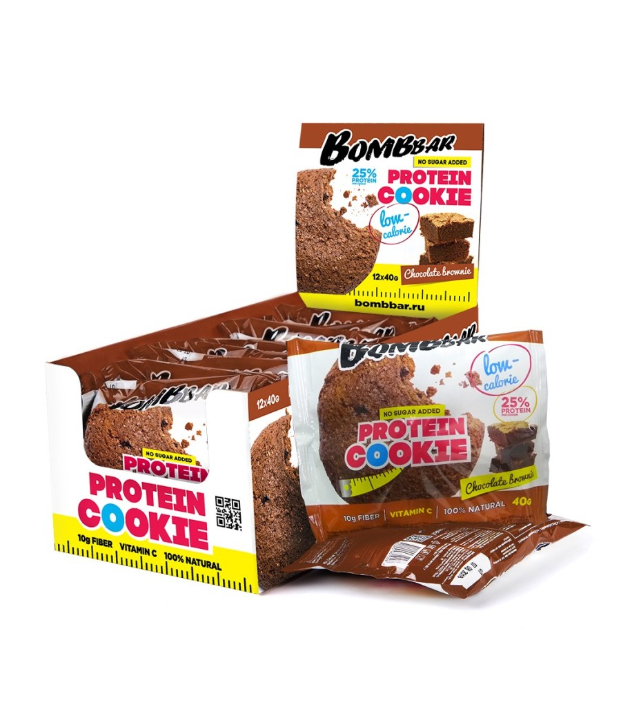 PROTEIN COOKIE Bombbar Протеиновое печенье  Шоколадный брауни, низкокалорийное, 40 г – низкокалорийный продукт от Bombbar, купить в Bombbar