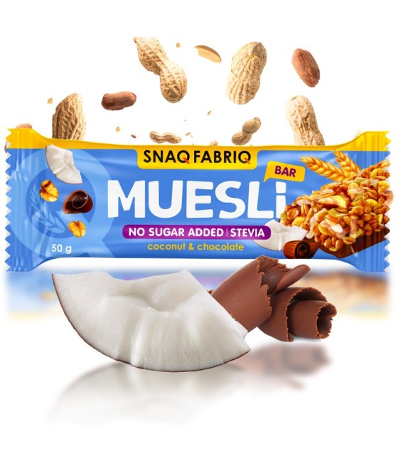 "SNAQ FABRIQ" Muesli bar with milk chocolate "Coconut", 50 g