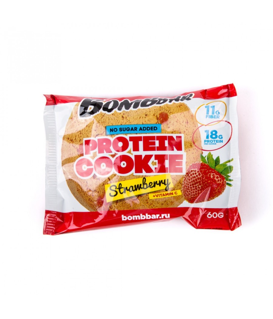 PROTEIN COOKIE Bombbar Протеиновое печенье клубника, 60 г – низкокалорийный продукт от Bombbar, купить в Bombbar