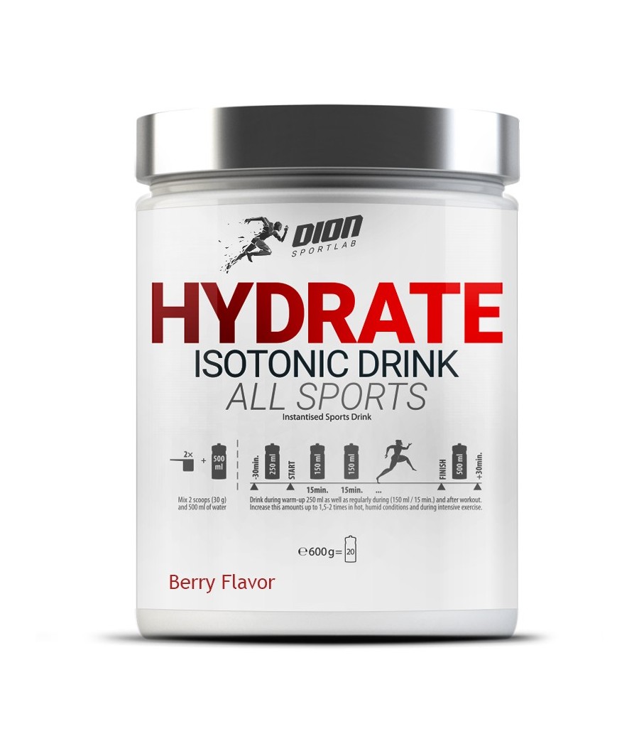 HYDRATE ALL SPORTS Isotooniline spordijook (metsamarja maitse) "Dion", 600 g – madala kalorsusega toode firmalt DION Sportlab, osta Bombbar-ist