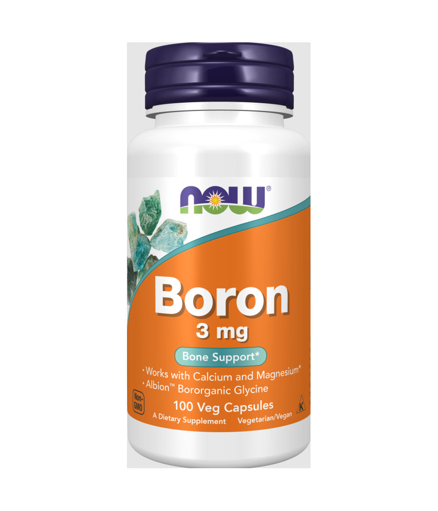 NOW Boron, 3mg - 100 capsules – low-calorie product from NOW, buy in Bombbar