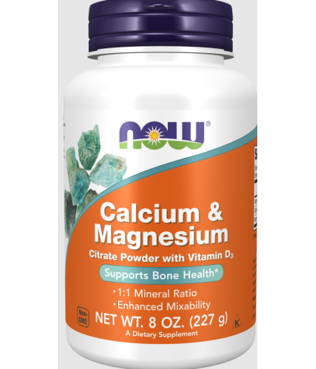 NOW Calcium & Magnesium, Citrate Powder with Vitamin D3 - 227 grams