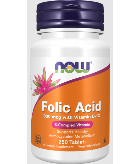 Folic Acid with Vitamin B12, 800mcg - 250 tablets