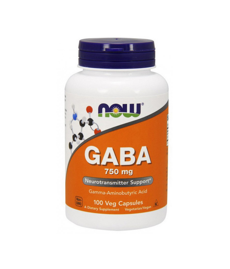 NOW GABA, 750mg - 100 vegan capsules – low-calorie product from NOW, buy in Bombbar