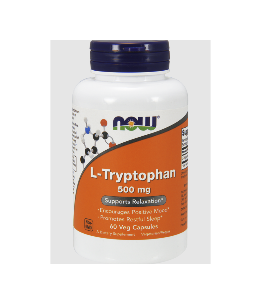 NOW L-Tryptophan, 500mg - 60 vegan kapslit – madala kalorsusega toode firmalt NOW, osta Bombbar-ist