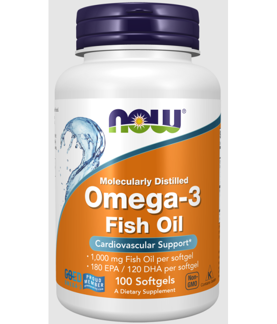 Omega-3 Fish Oil, Molecularly Distilled - 100 softgels