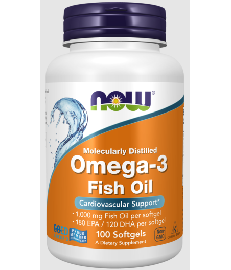 Omega-3 kalaõli, molekulaarselt destilleeritud "Now Foods", 100 pehmet kapslit