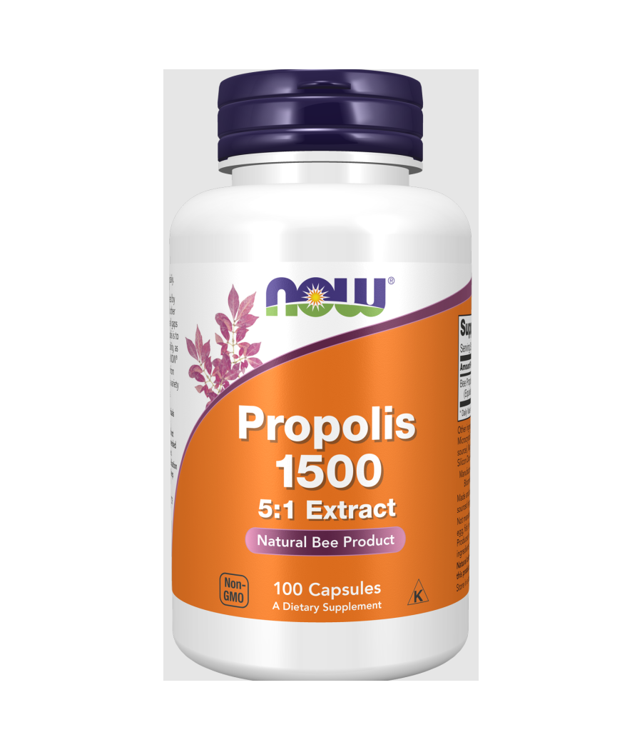 NOW Propolis 5:1 Extract, 1500mg - 100 vegan capsules – low-calorie product from NOW, buy in Bombbar