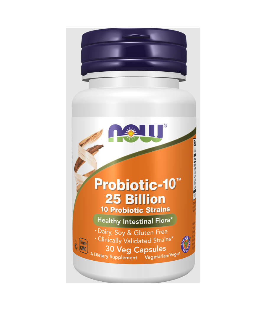 Probiotic-10, 25 Billion - 30 vcaps – low-calorie product from NOW, buy in Bombbar