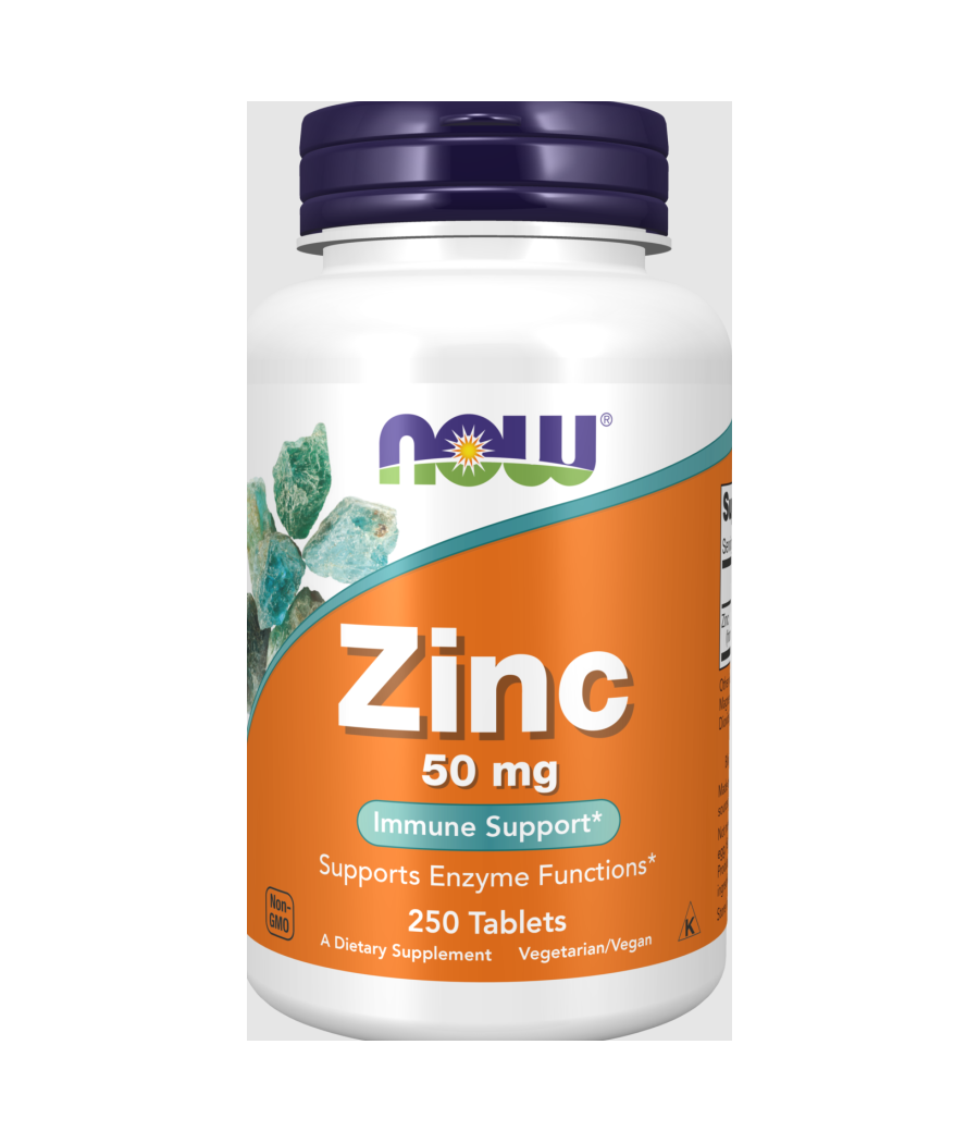 Zinc, 50mg - 250 tablets – low-calorie product from NOW, buy in Bombbar