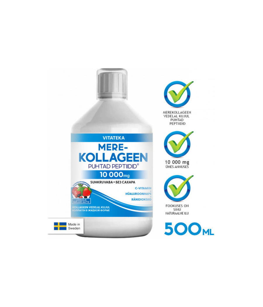 Mere- Kollageen 10 000 mg (suhkruvaba) "VITATEKA", 500 ml – madala kalorsusega toode firmalt VITATEKA, osta Bombbar-ist